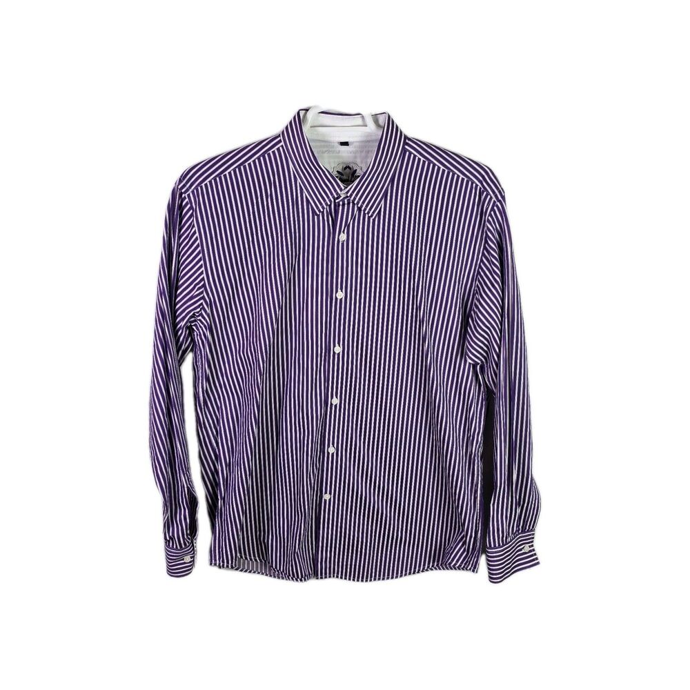 International Laundry Men's XL Fushia /‎ White Striped Long-Sleeve Shirt